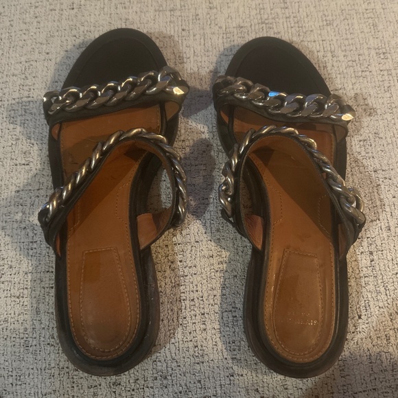 Givenchy Black and Silver Chain Sandals - Picture 1 of 4